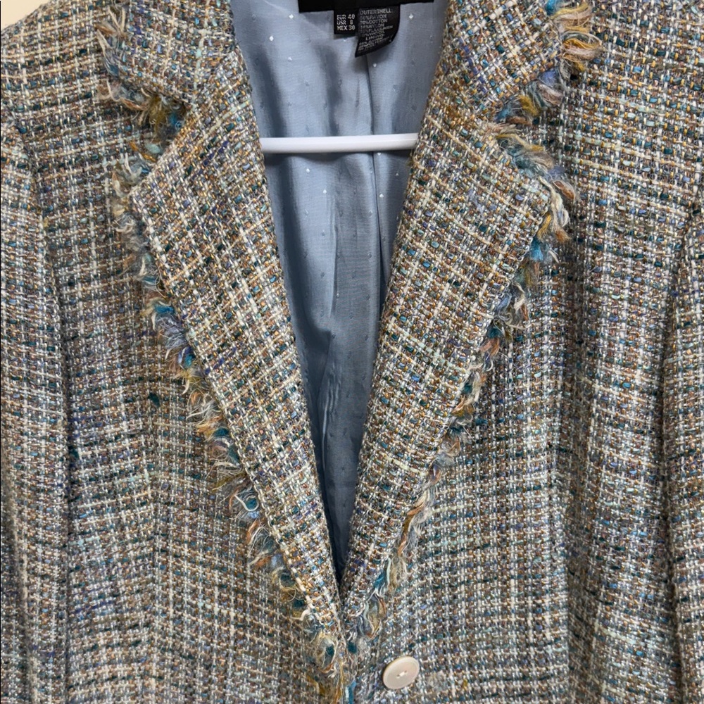 Zara Blue and Gray Tweed Blazer - Picture 8 of 14